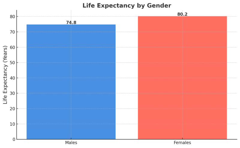 Life Expectancy by Gender in the US Chart