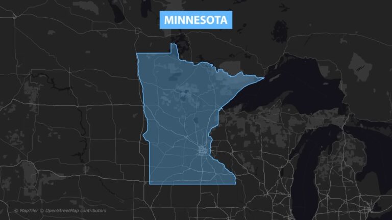 A Map of Minnesota Highlighting the State's Boundaries with A Focus on Population Distribution for Minnesota