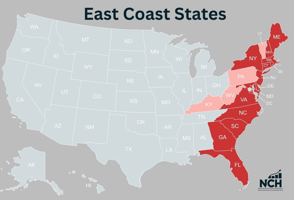 List of States on West Coast and East Coast of the United States ...