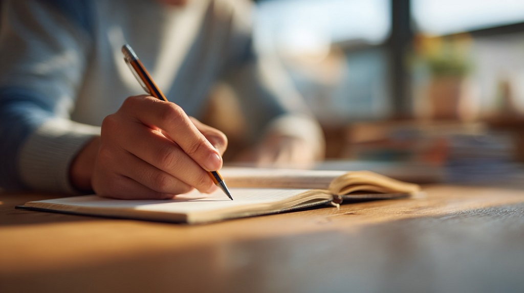Focused student taking notes, reflecting the effort and discipline needed to improve GPA and qualify for college admission