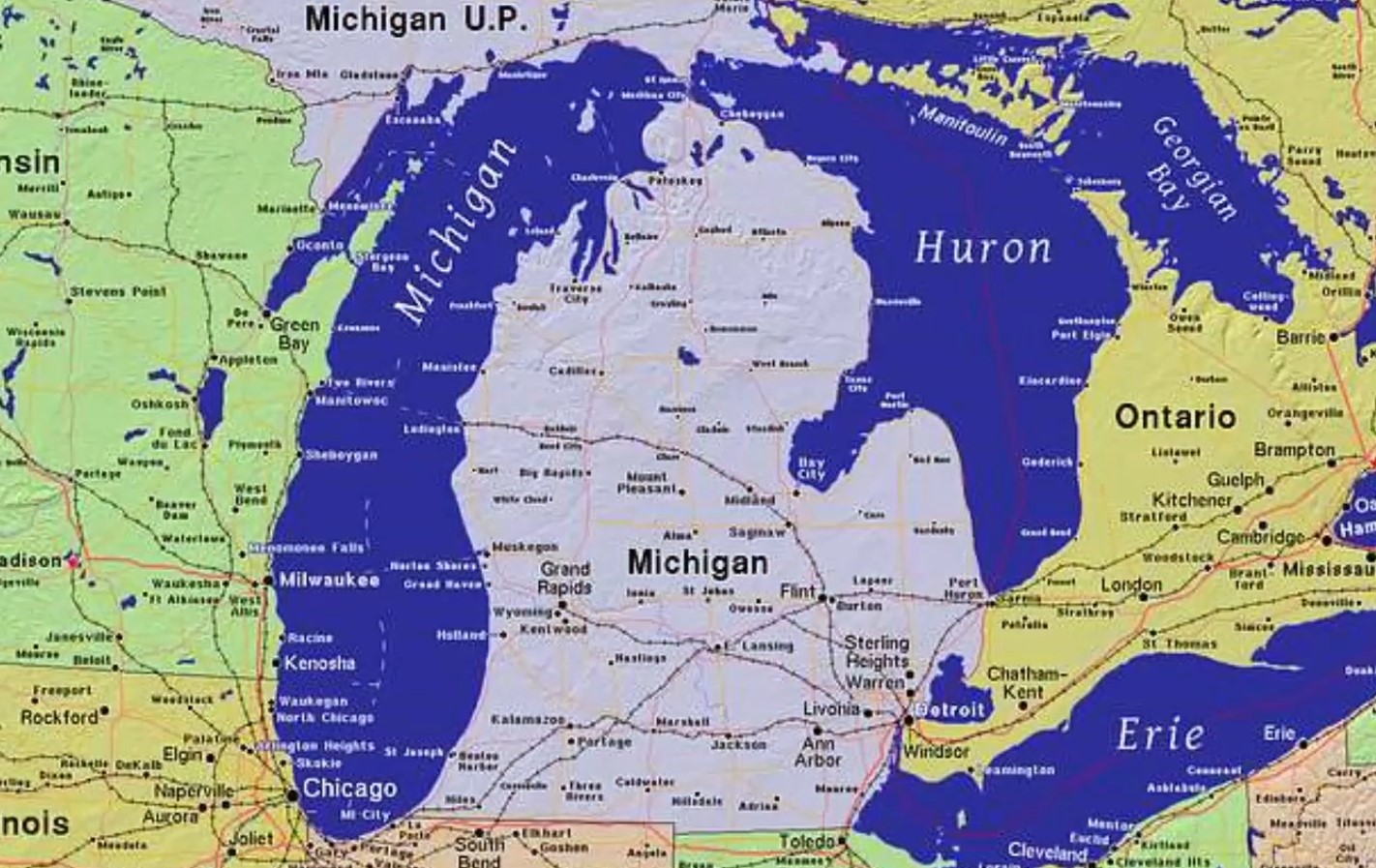 Michigan state surrounded by water