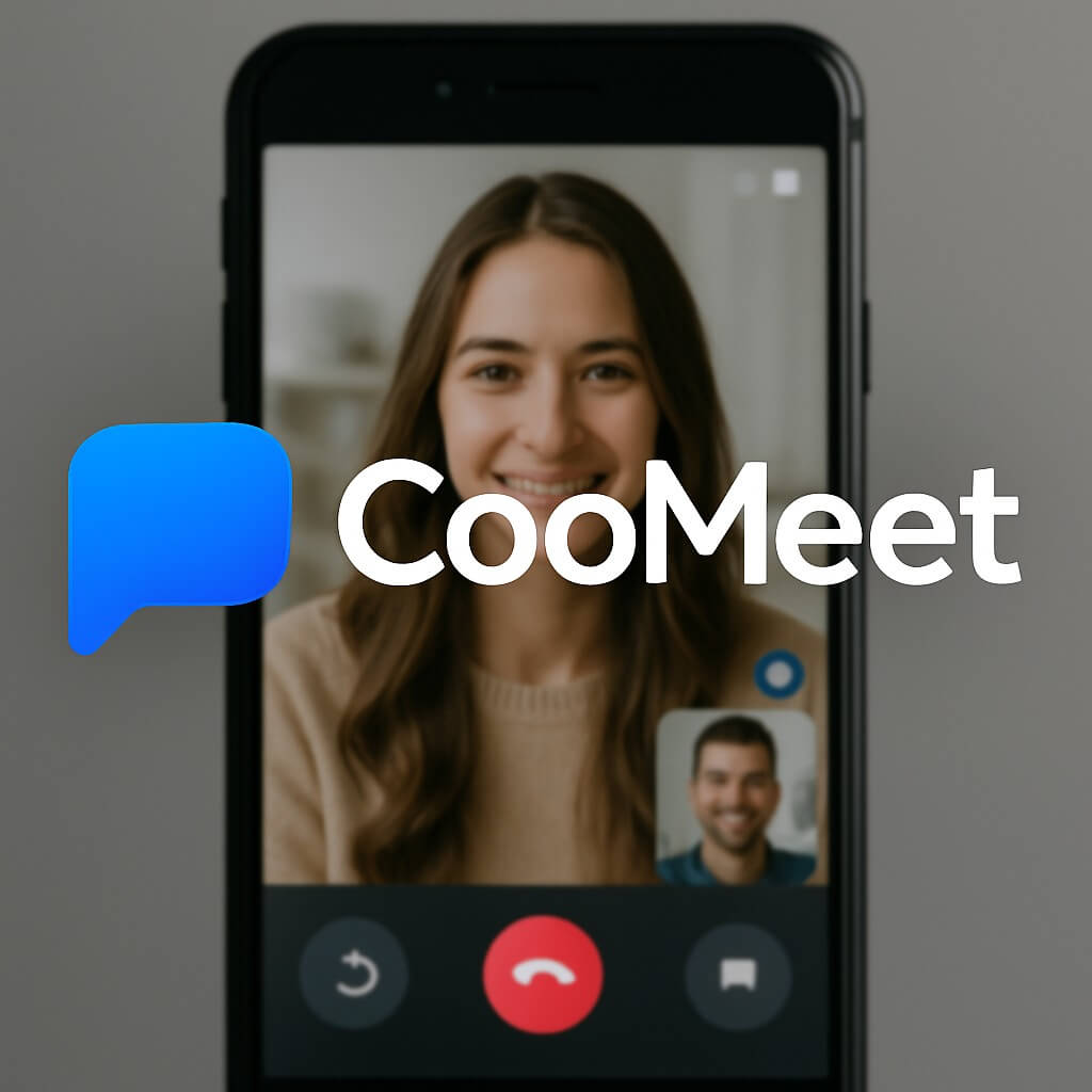 Phone showing a live video chat on CooMeet