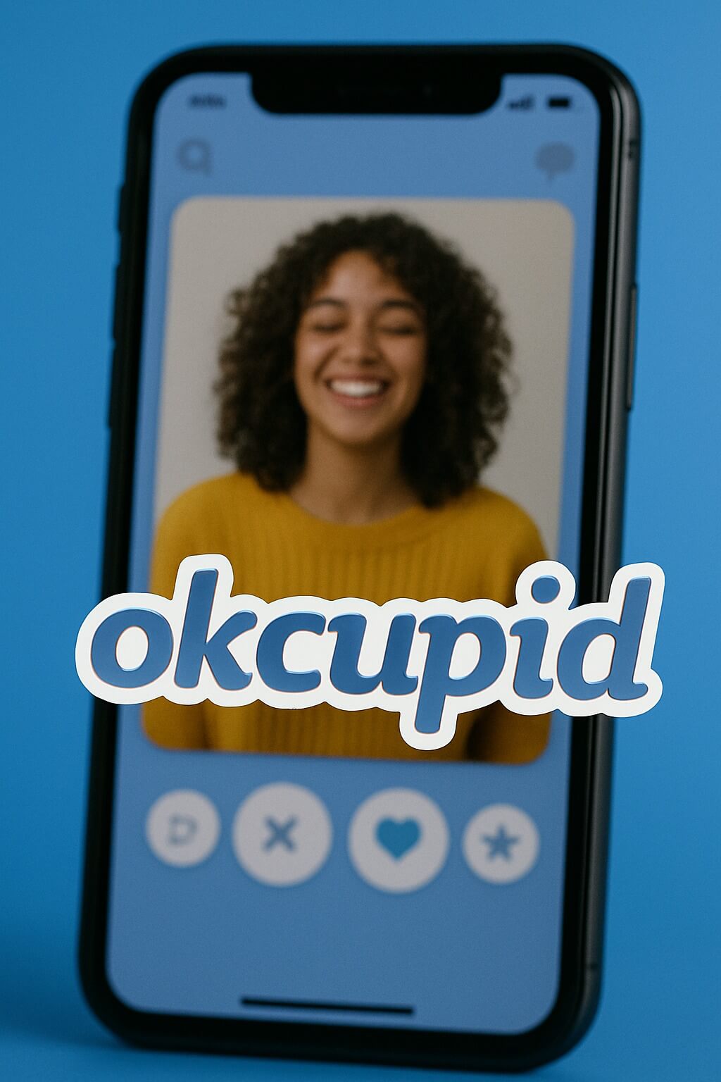 Smartphone displaying an OkCupid profile