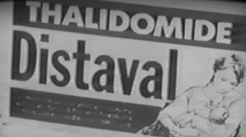 Archival image referencing thalidomide as a prescription drug, associated with historical pharmaceutical safety concerns