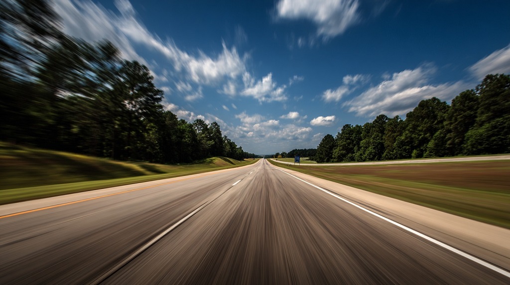 Open rural highway in Louisiana reflects conditions where high speeds and limited enforcement increase the risk of reckless and aggressive driving