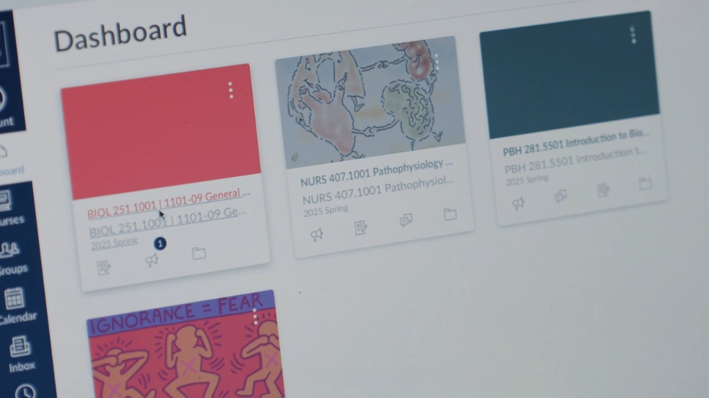 Online learning dashboard showing multiple course tiles
