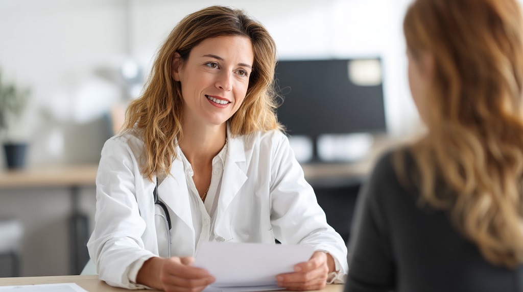 A patient discussing healthcare options with a physician to evaluate coverage needs and long-term medical expectations